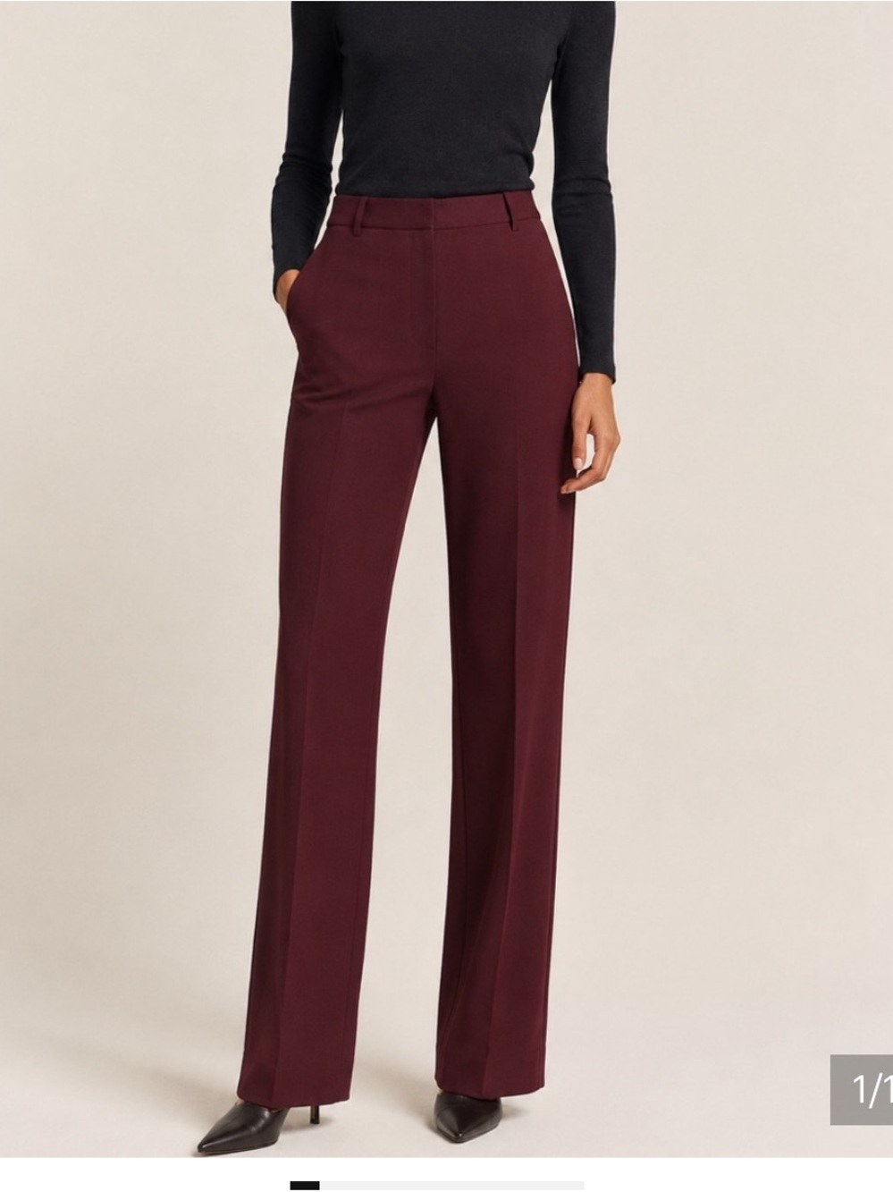 Max Mara 100% Virgin Wool Wide Leg Dress Pants Burgundy High Rise Italy Size 6